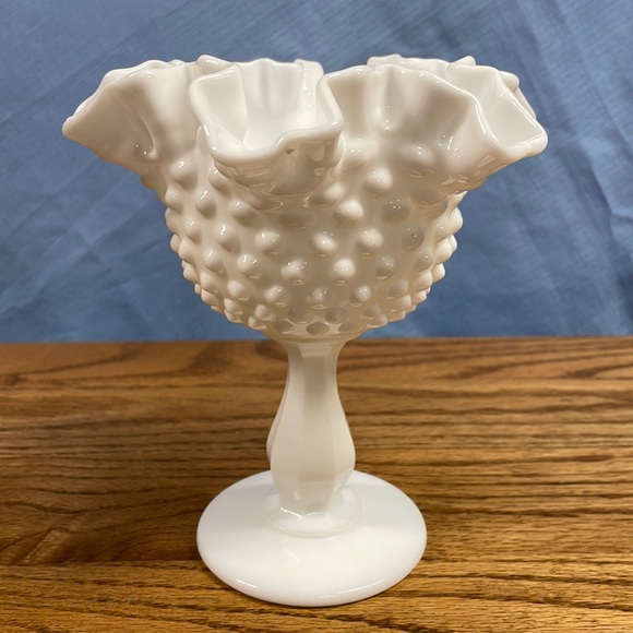 Fenton Art Fenton Milk Glass Pedestal Hobnail Compote Candy Dish